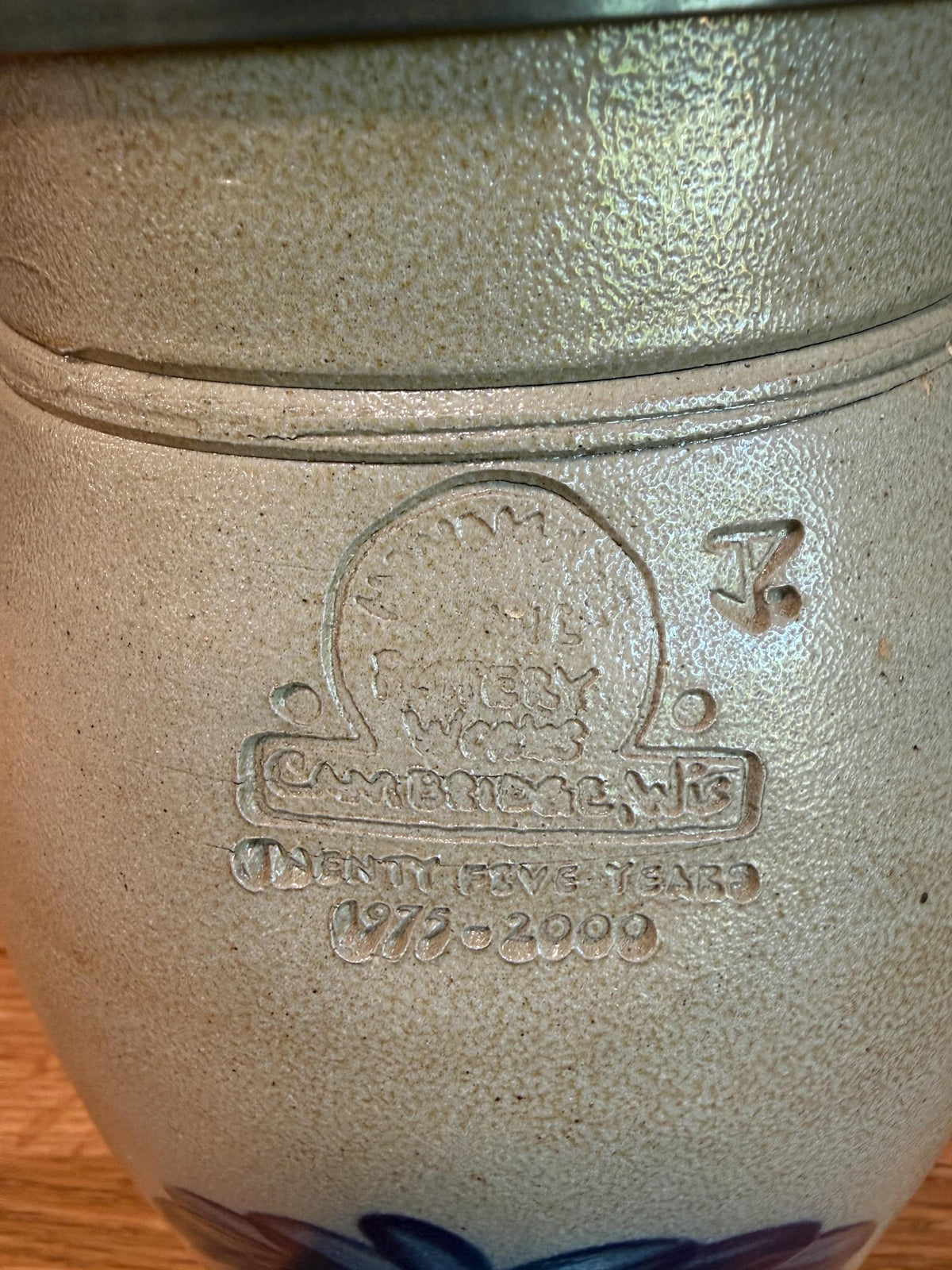 Rowe Pottery Batter Pitcher Jug - Anniversary Edition Vintage 2000 - Metal Lid & Cap - Salt Glaze Gray Stoneware