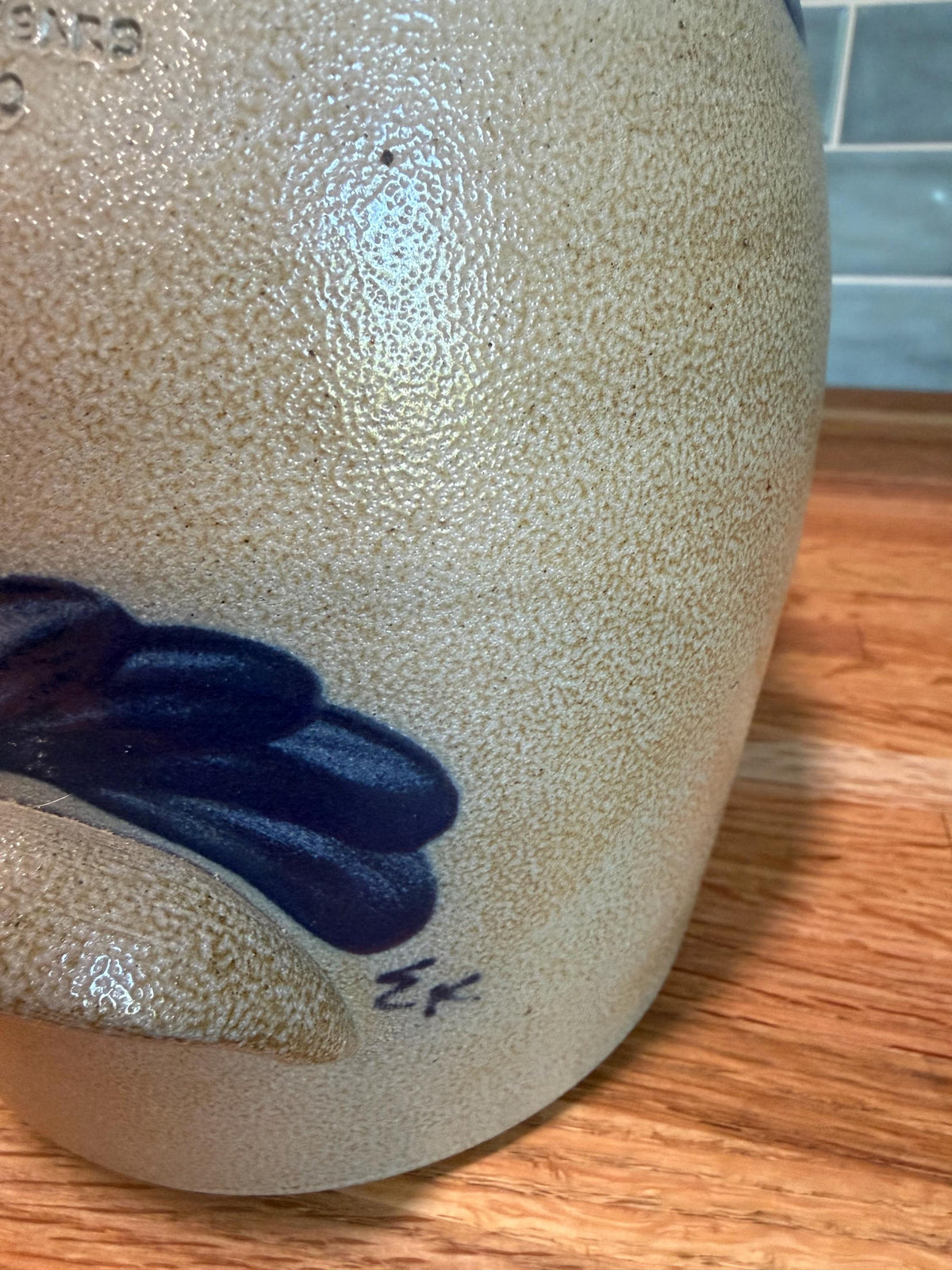 Rowe Pottery Batter Pitcher Jug - Anniversary Edition Vintage 2000 - Metal Lid & Cap - Salt Glaze Gray Stoneware