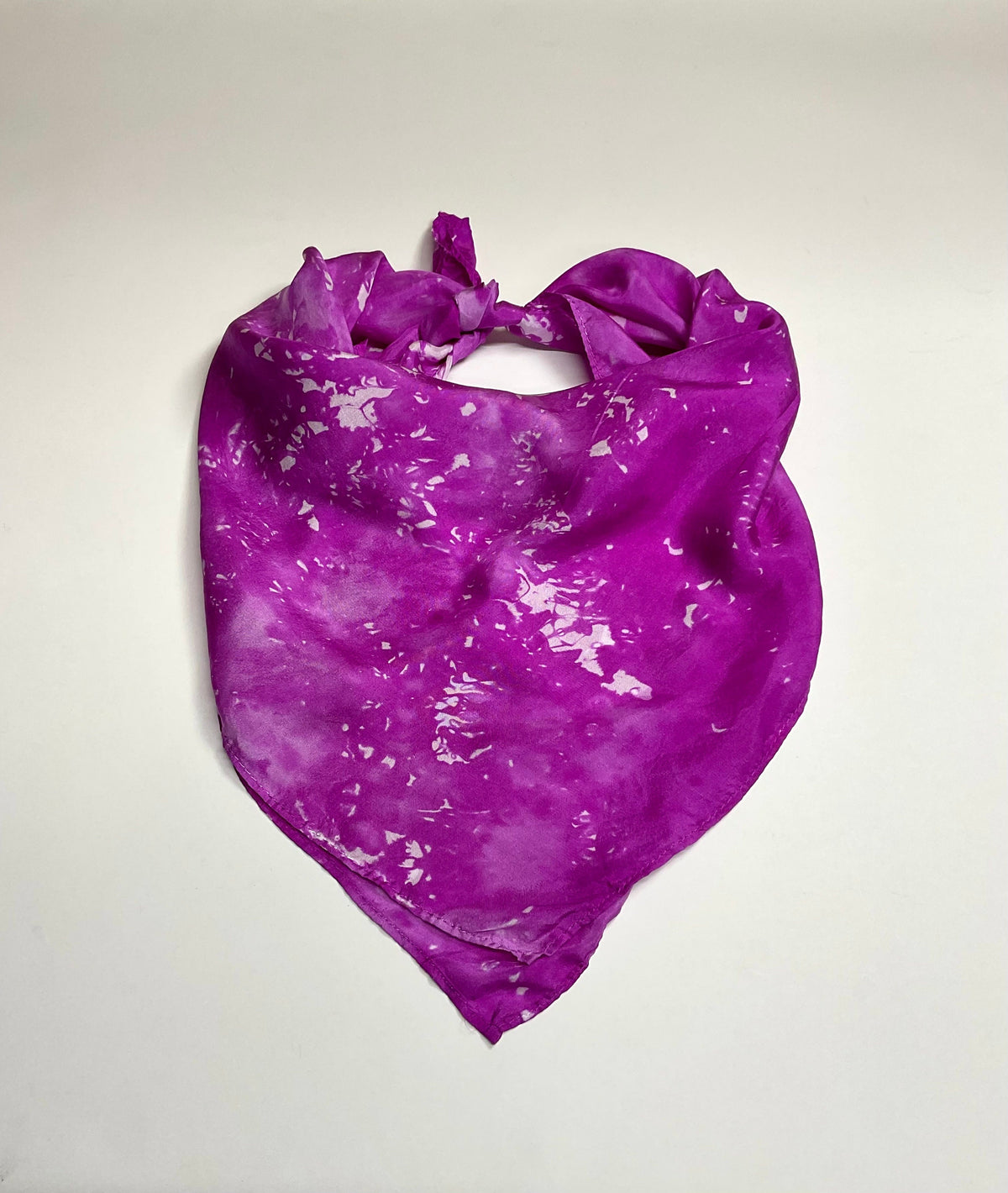 Hand Dyed Silk Scarf: Berry Pink Ice Dye, Habotai Silk Bandana