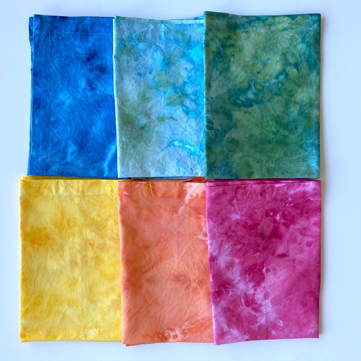 Ice Dyed Rainbow Cloth Napkin Set of 6 - 100% Cotton Napkins 20”x20” - Hand Dyed Tie Dye - Table Linens Textiles - Boho Hostess Wedding Gift