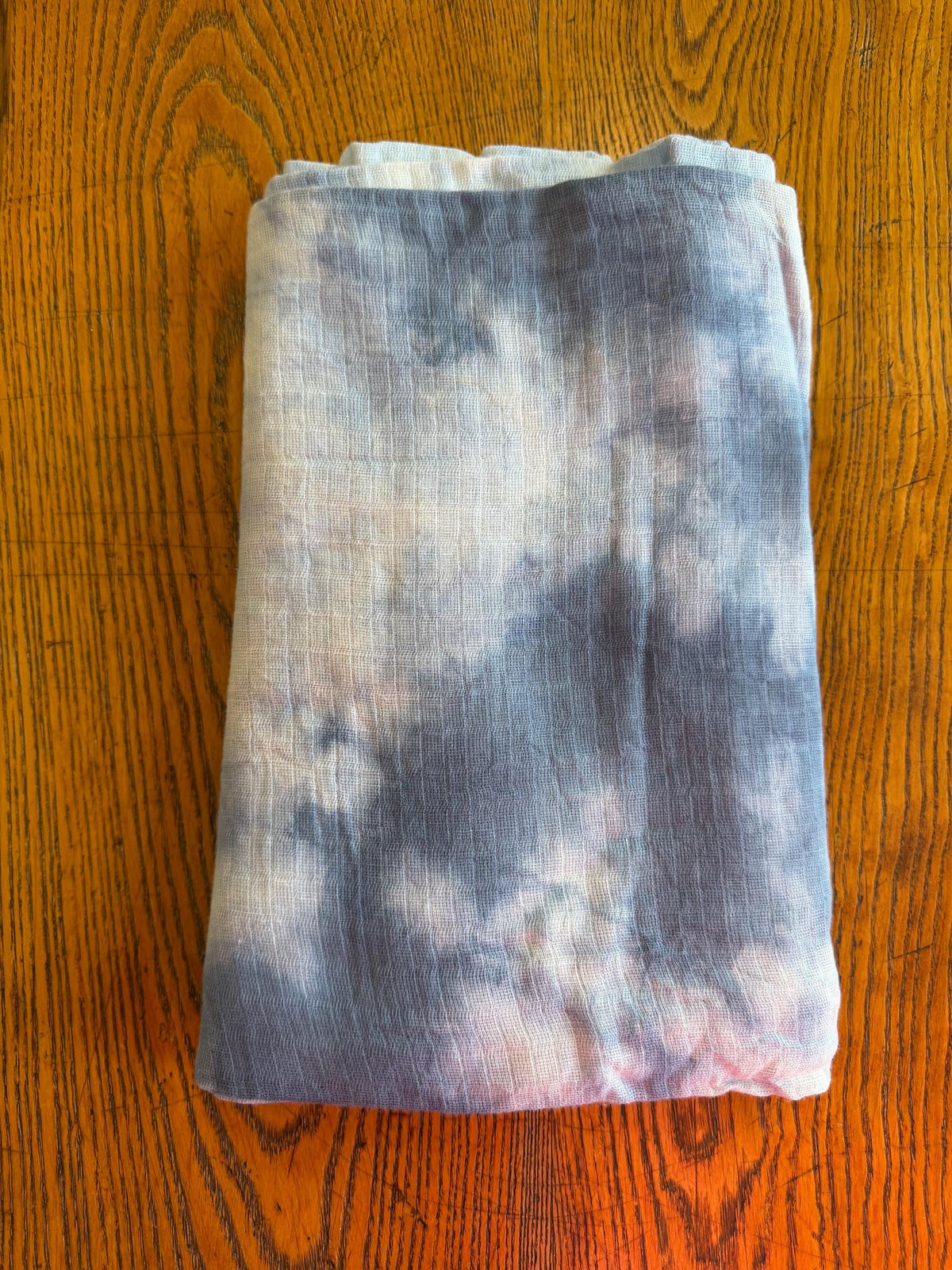 Tie Dye Muslin Swaddle Blanket - Navy Blue- Hand-Dyed Cotton Baby Receiving Blanket