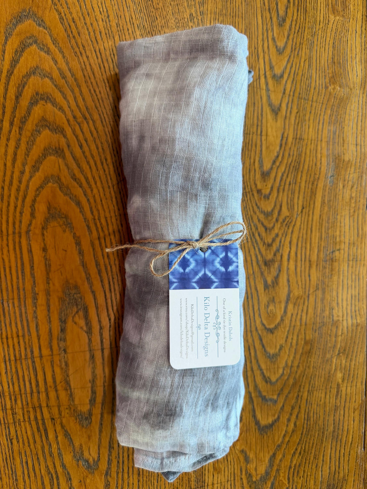 Tie Dye Muslin Swaddle Blanket - Charcoal Gray - Hand-Dyed Cotton Baby Receiving Blanket