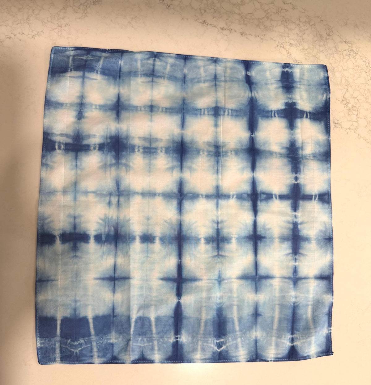 Tie Dye Pocket Square Handkerchief - Hand Dyed Shibori Indigo Blue - Geometric Squares - 100% Cotton Textiles - Gift for Men
