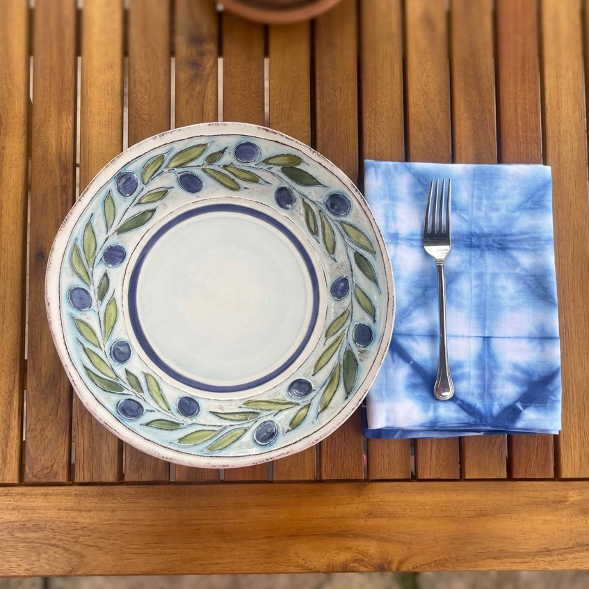 Shibori Dinner Napkins Set of 6 - Indigo Blue Hand Dyed Tie Dye 100% Cotton - Reusable Cloth Table Linens Textiles - Housewarming Host Hostess Gift