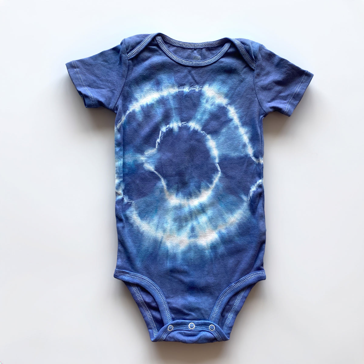 Tie Dye Baby Onesie Indigo Blue Bullseye - Hand Dyed Cotton - Boy Shower Gift - Gender Reveal - 3 6 9 12 Months