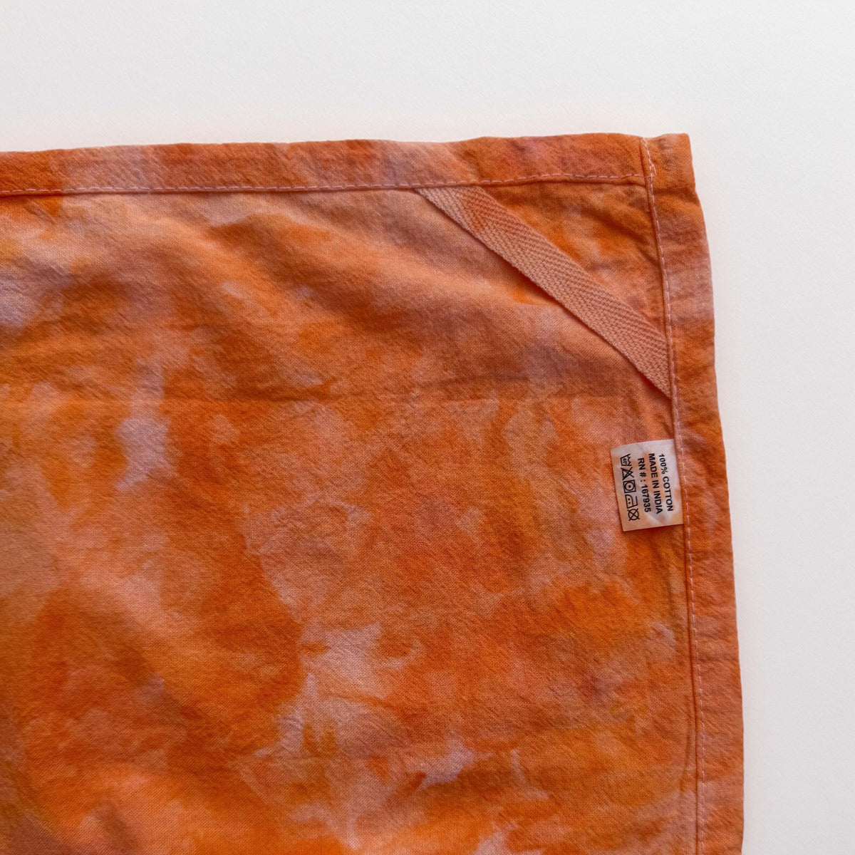 Ice Dye Tea Towel Flour Sack Dish Towel - Orange Tie Dye - Hand Dyed 100% Cotton Cloth Textiles Kitchen Linens - Home Decor Gift