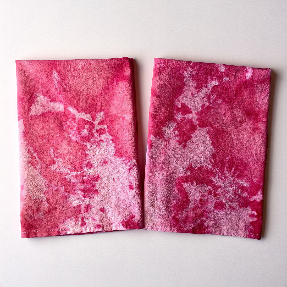 Tie Dye Kitchen Tea Towel - Fuschia Pink Ice Dye - Marbled Watercolor - 100% Cotton Hand Dyed Reusable Cloth Textiles Linens Gift