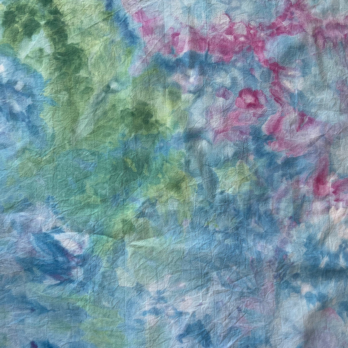 Garden Party Ice Dyed Tea Towel - Green Pink Blue - Flour Sack Dish Towel - Marbled Watercolor - 100% Cotton Hand Dyed Kitchen Linens