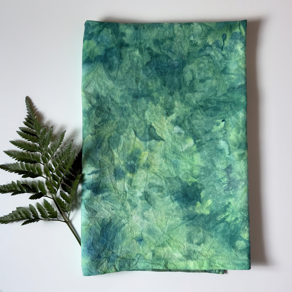 Green Malachite Ice Dyed Tea Towel - Flour Sack Dish Towel - Marbled Watercolor Tie Dye - 100% Cotton Hand Dyed Textiles Kitchen Linens