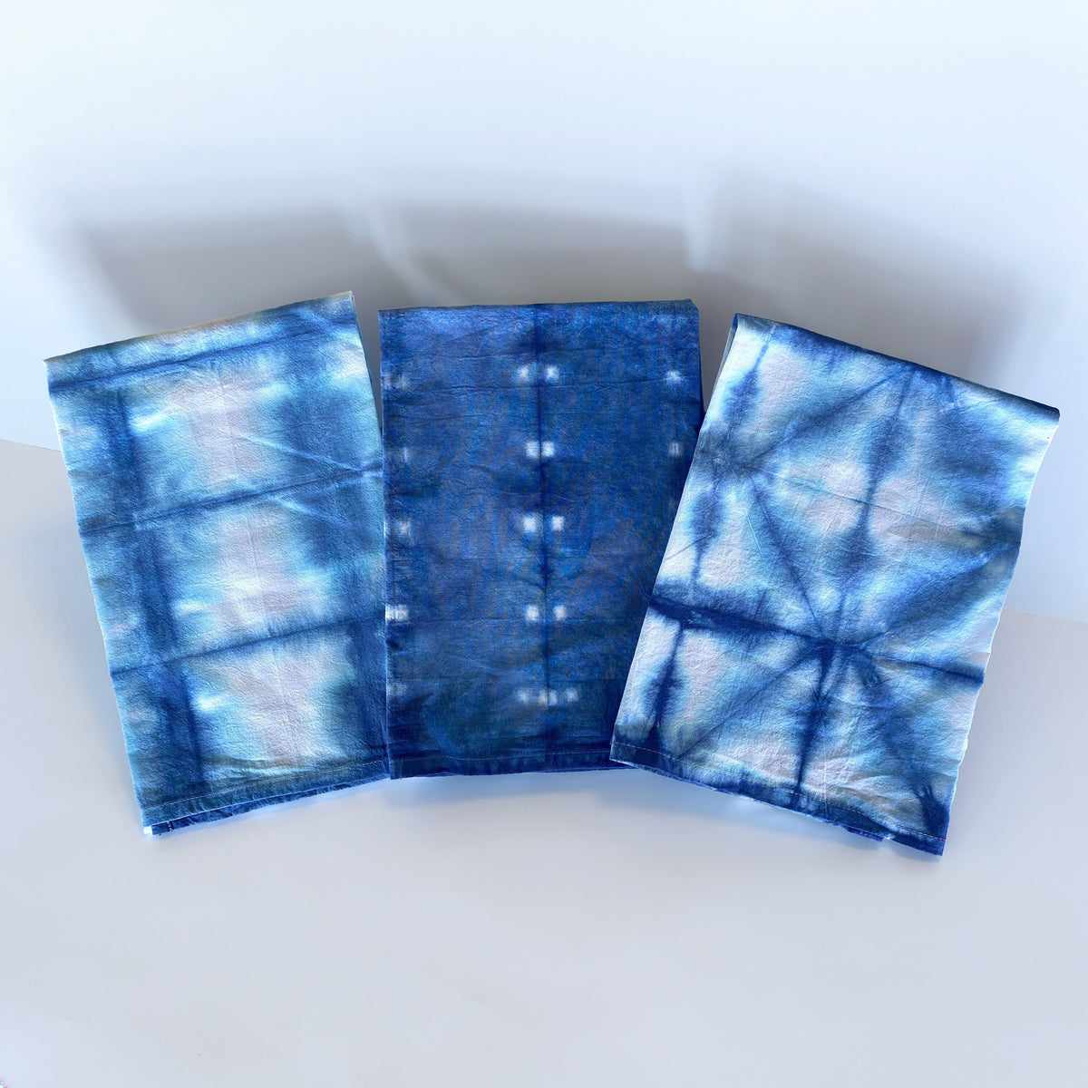 Tie Dye Tea Towels Set of 3- Shibori Indigo Blue - 100% Cotton Kitchen Dish Towels -Cloth Linens Textiles -Home Decor Hostess Gift