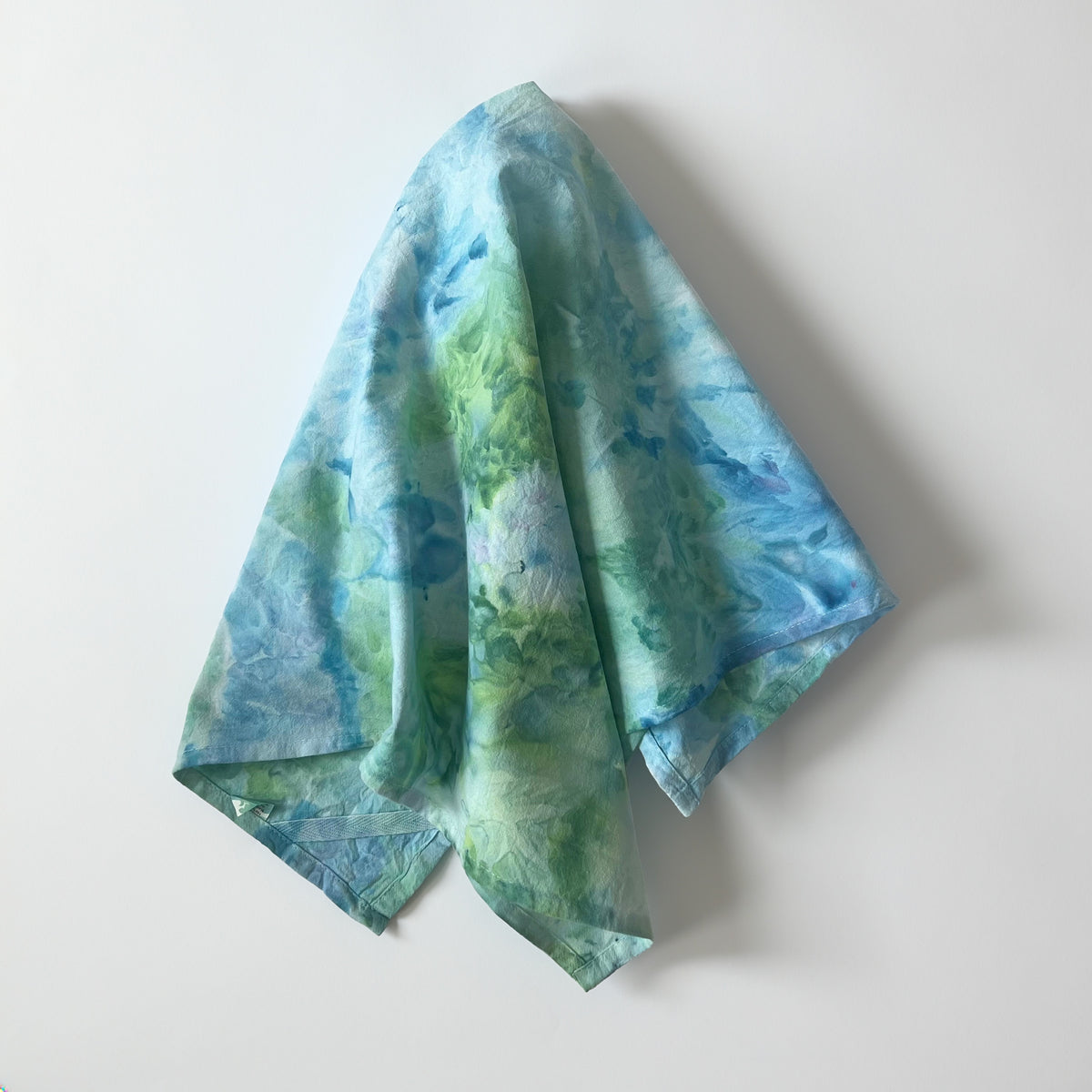 Ice Dye Tea Towel - Sea Glass Blue Tie Dye - Hand Dyed 100% Cotton Cloth Textiles Kitchen Linens - Flour Sack Dish Towel - Home Decor Gift