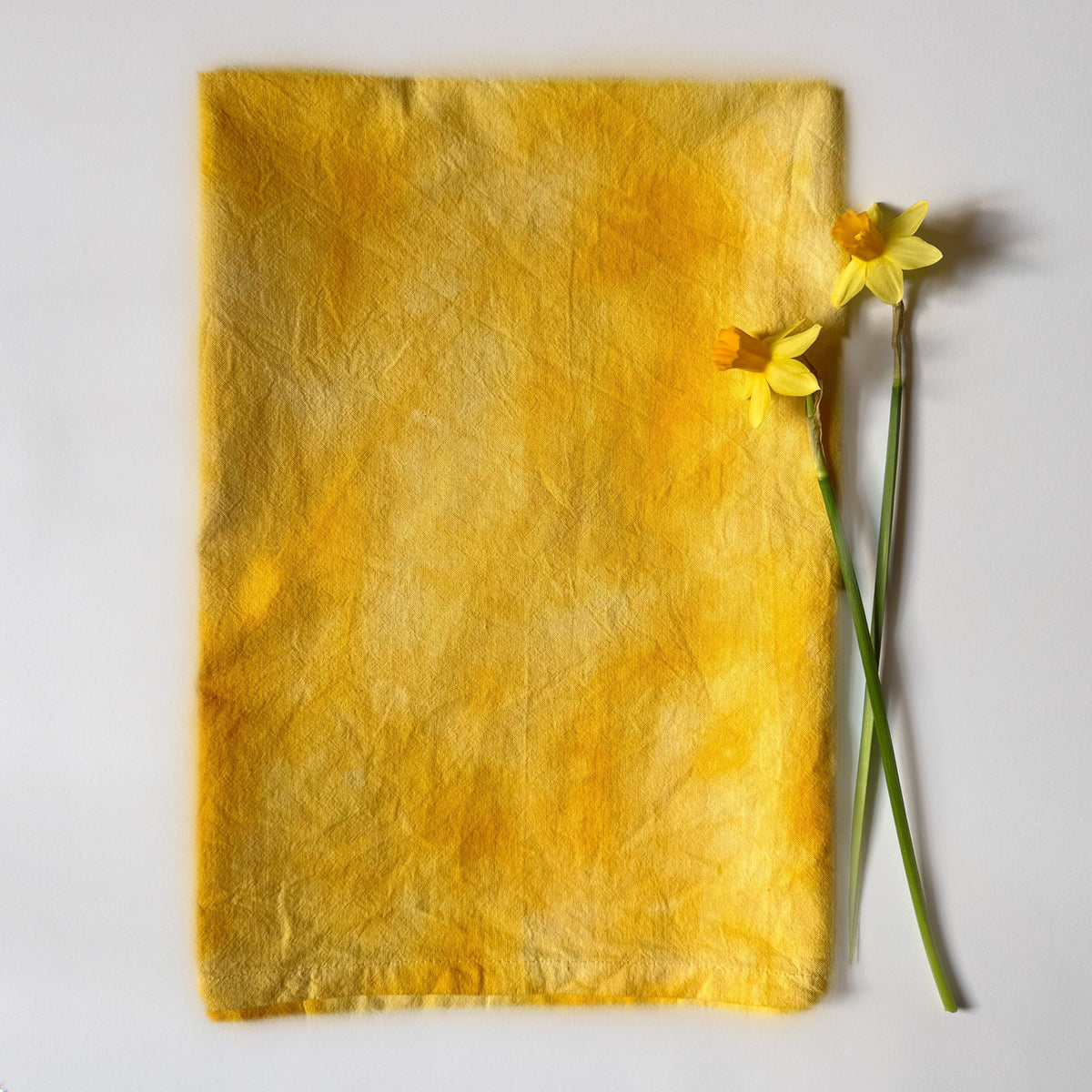 Ice Dye Tea Towel Flour Sack Dish Towel - Sunshine Yellow Tie Dye - Hand Dyed 100% Cotton Cloth Textiles Kitchen Linens - Home Decor Gift