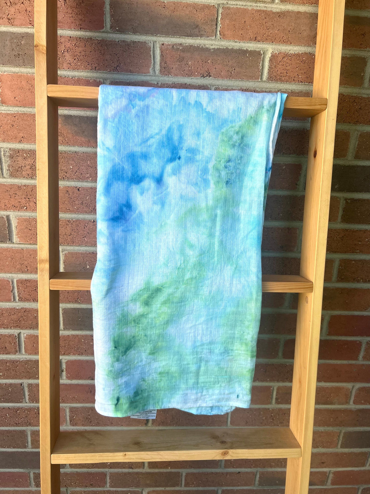 Sea Glass Ice Dye Muslin Swaddle Blanket: Hand-Dyed Cotton Baby Receiving Blanket