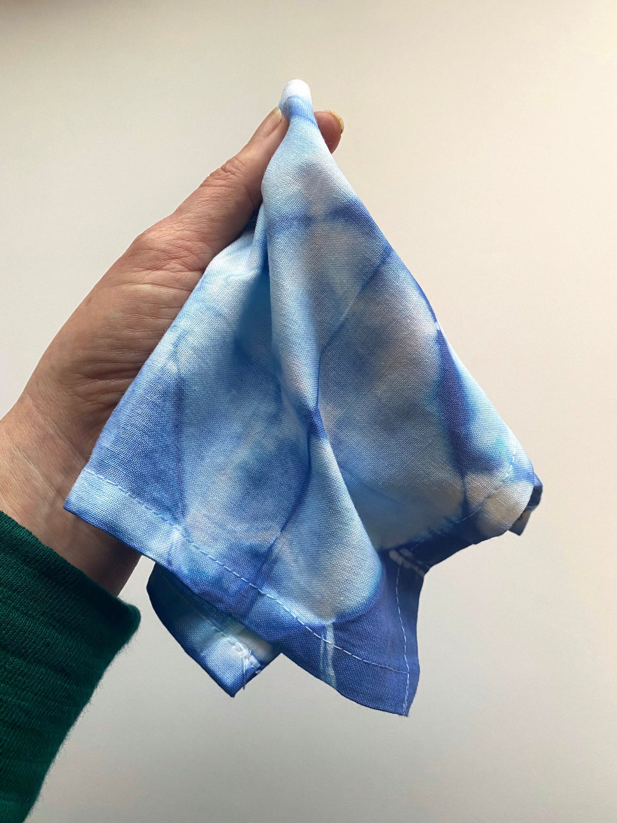 Blue Tie Dye Cocktail Cloth Napkins Set of 6 - Hand Dyed Shibori 100% Cotton -12”x12” Lunch - Table Linens Textiles - Hostess Wedding Gift