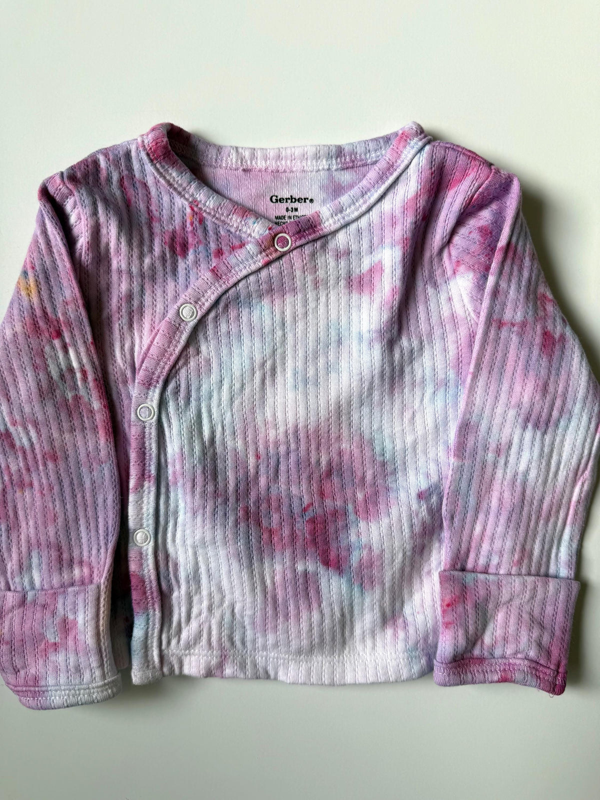 Baby Hospital Outfit Coming Home Set - Hand Dyed Ice Dye Pink Cotton Layette - Girl Shower Gift - Newborn 0-3 Months