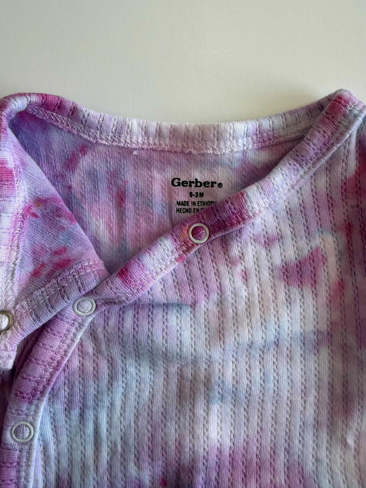 Baby Hospital Outfit Coming Home Set - Hand Dyed Ice Dye Pink Cotton Layette - Girl Shower Gift - Newborn 0-3 Months