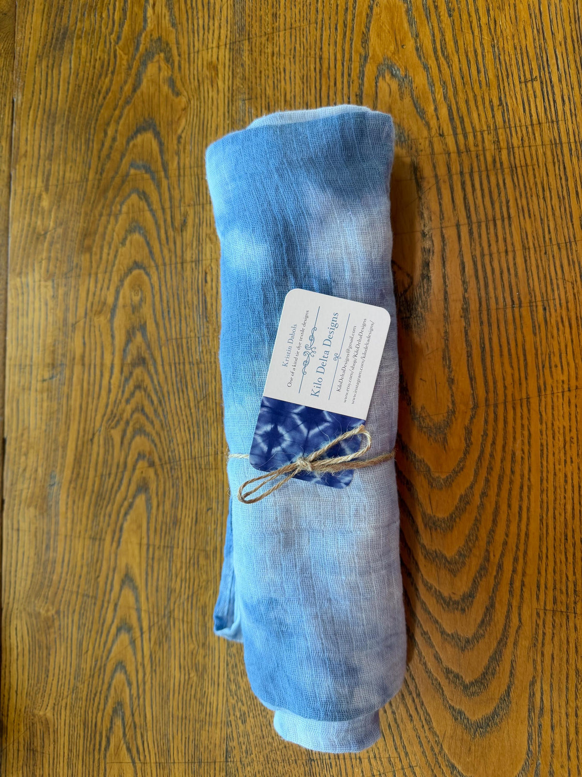 Tie Dye Muslin Swaddle Blanket - Navy Blue-  Hand-Dyed Cotton Baby Receiving Blanket