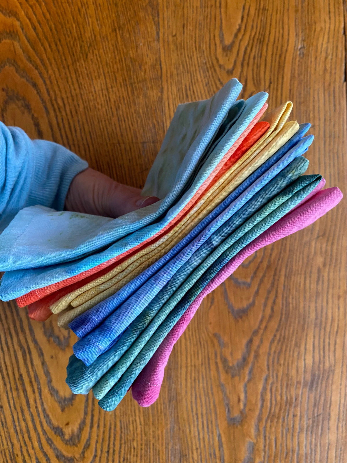 Ice Dyed Rainbow Cloth Cocktail Napkins Set of 6 - 100% Cotton  12”x12”- Tie Dye Kids Lunch -Table Linens Textiles - Hostess Wedding Gift