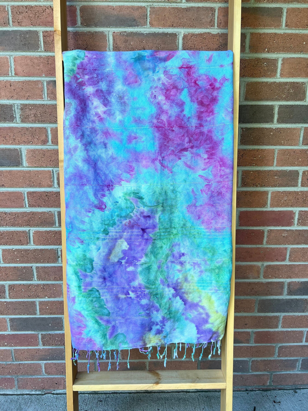 Rainbow Ice Dyed Turkish Beach Towel - Hand Dyed Tie Dye Organic Cotton - Swim Cover Up Blanket Wrap - Spa Bath Towel