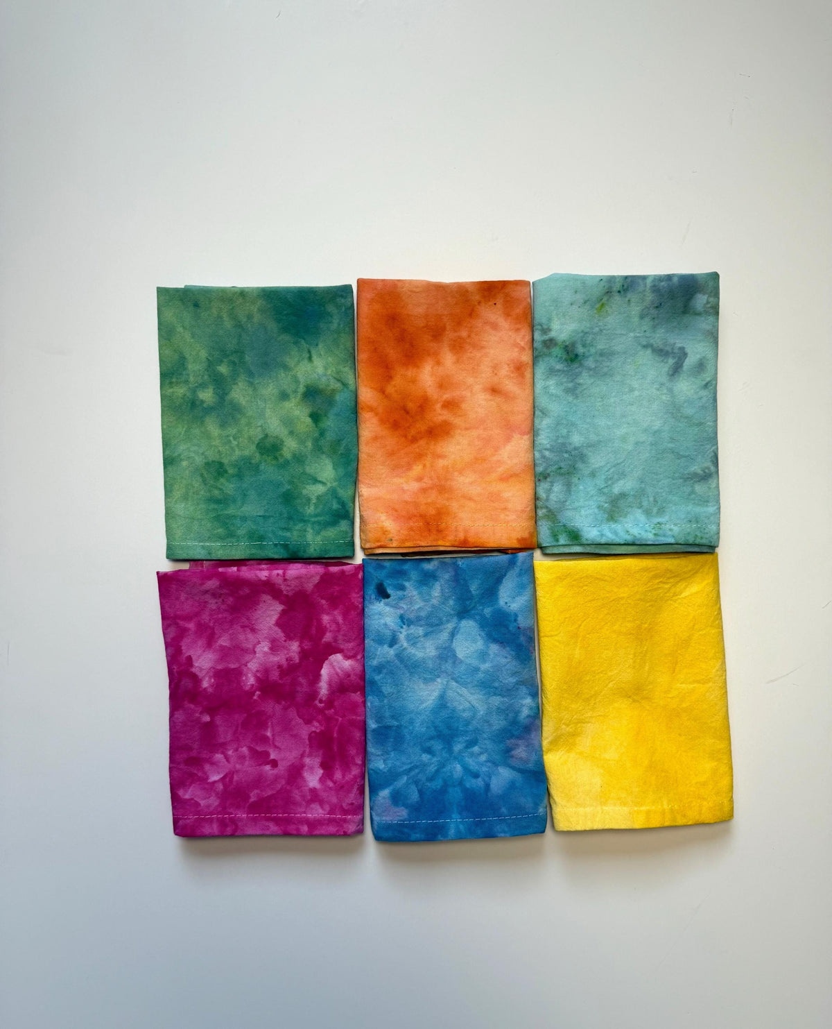Ice Dyed Rainbow Cloth Cocktail Napkins Set of 6 - 100% Cotton  12”x12”- Tie Dye Kids Lunch -Table Linens Textiles - Hostess Wedding Gift