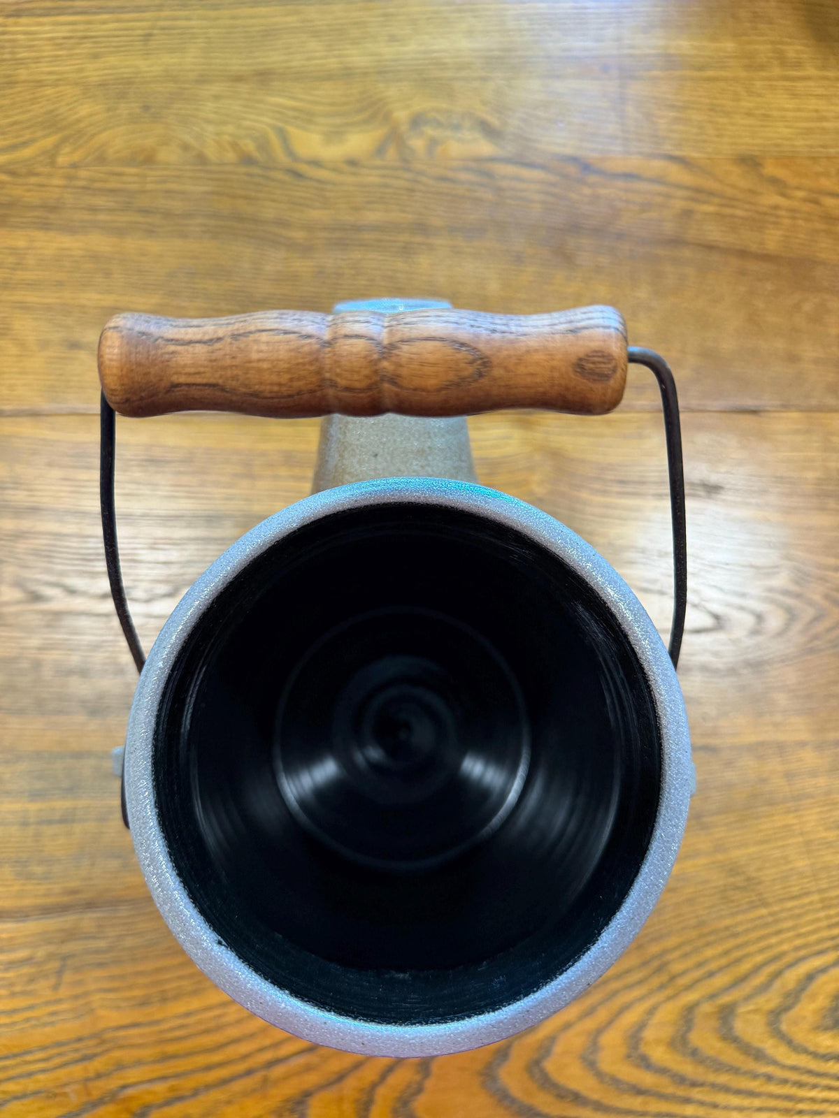 Rowe Pottery Batter Pitcher Jug - Anniversary Edition Vintage 2000 - Metal Lid & Cap - Salt Glaze Gray Stoneware