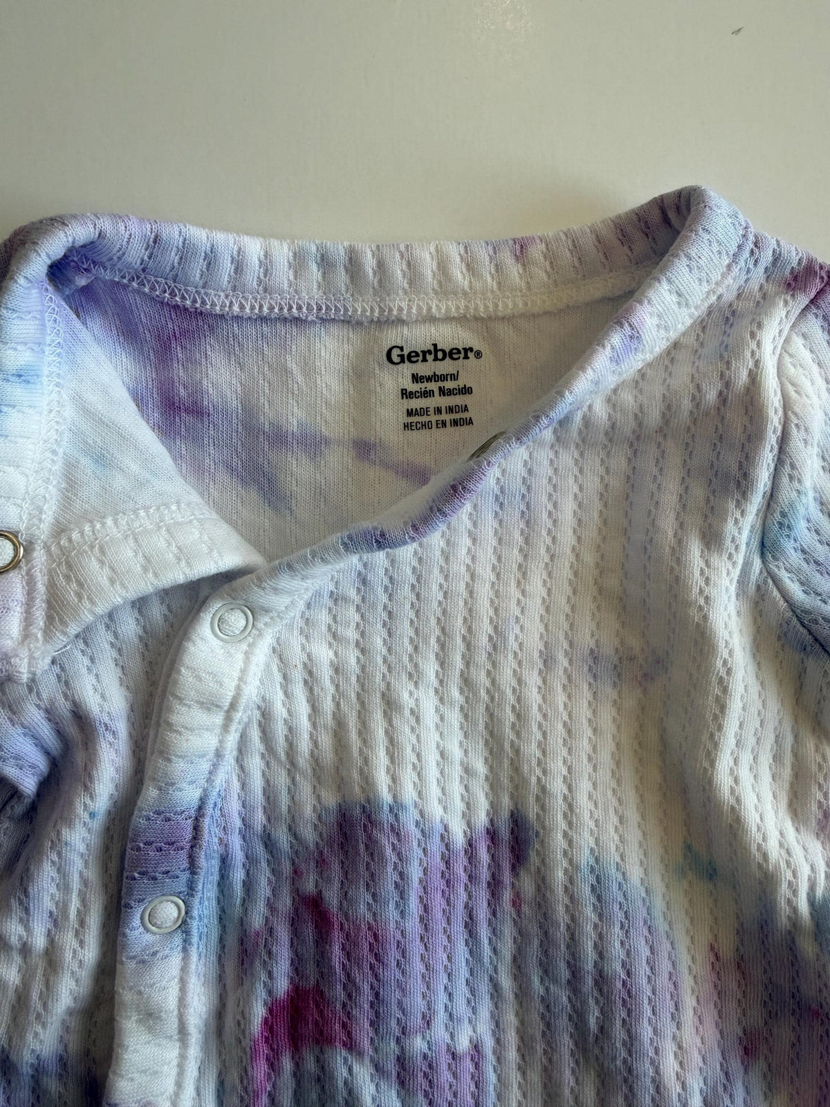 Baby Hospital Outfit Coming Home Set - Hand Dyed Ice Dye Lavender Cotton Layette - Boy Girl Shower Gift - Newborn 0-3 Months