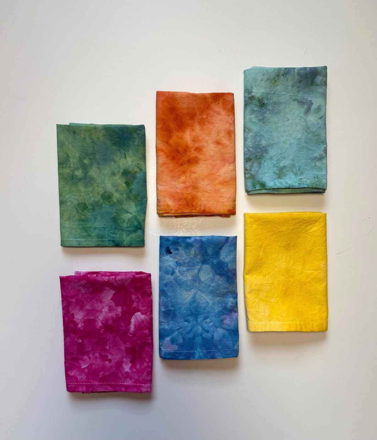 Ice Dyed Rainbow Cloth Cocktail Napkins Set of 6 - 100% Cotton  12”x12”- Tie Dye Kids Lunch -Table Linens Textiles - Hostess Wedding Gift