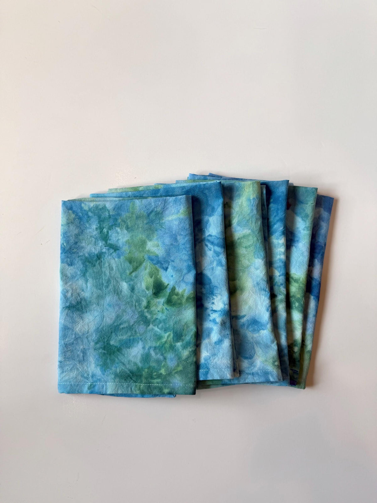 Blue Green Marbled Ice Dye Cloth Napkins Set of 6- Sea Glass - Hand  Dyed 100% Cotton Flour Sack Reusable Table Linens