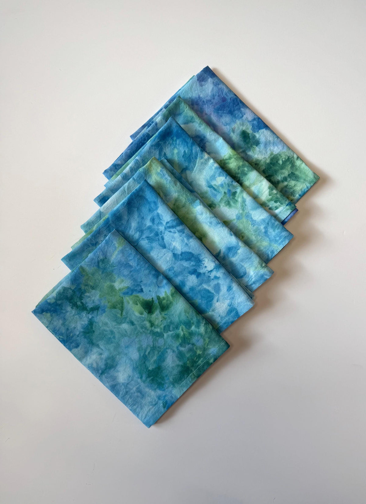 Blue Green Marbled Ice Dye Cloth Napkins Set of 6- Sea Glass - Hand  Dyed 100% Cotton Flour Sack Reusable Table Linens