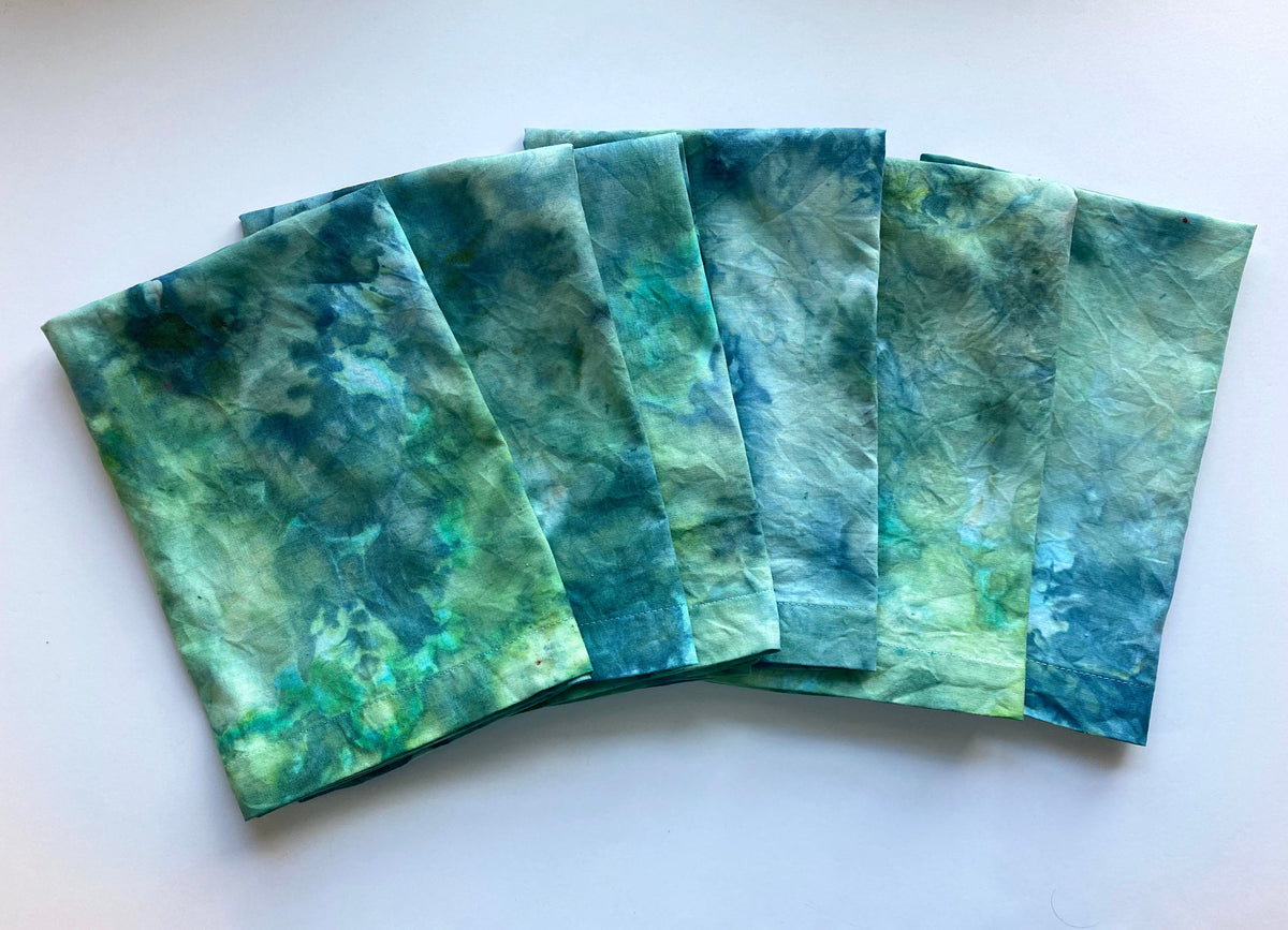 Green Marbled Ice Dye Napkins Set of 6- Malachite Watercolor - Hand  Dyed 100% Cotton Reusable Cloth Table Linens