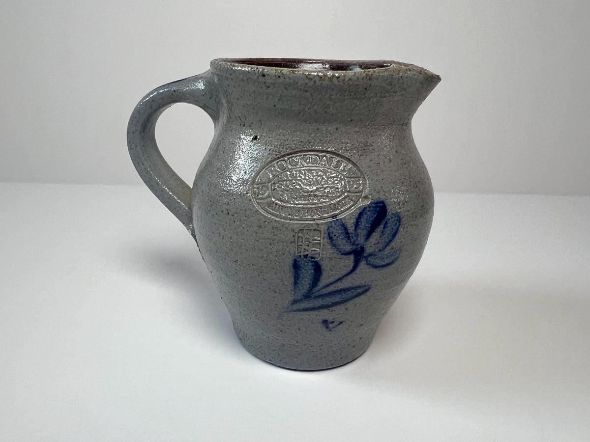 Vintage Rockdale Pottery Pitcher – Hand-Painted Cobalt Blue Heart, 1995