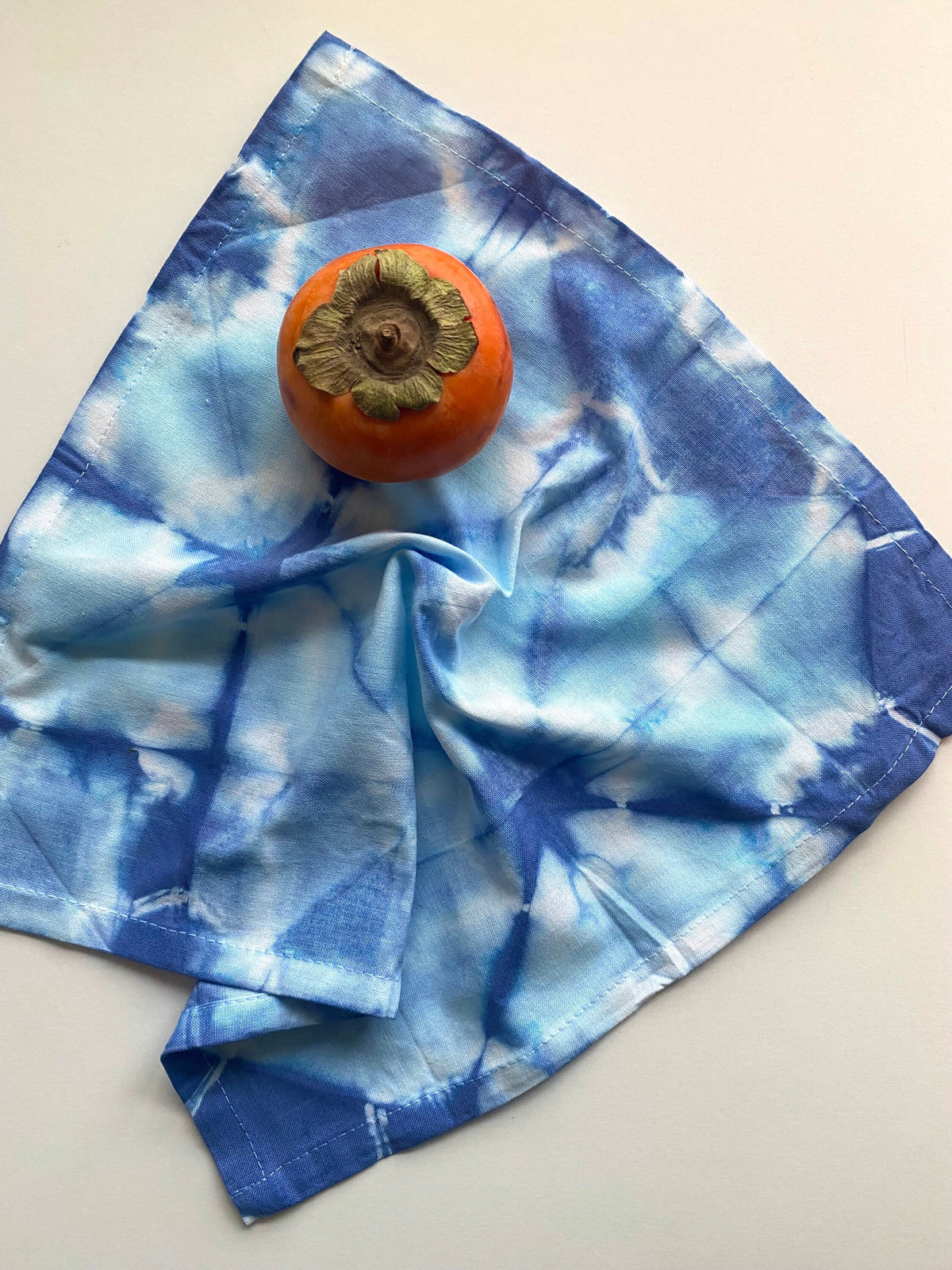 Blue Tie Dye Cocktail Cloth Napkins Set of 6 - Hand Dyed Shibori 100% Cotton -12”x12” Lunch - Table Linens Textiles - Hostess Wedding Gift
