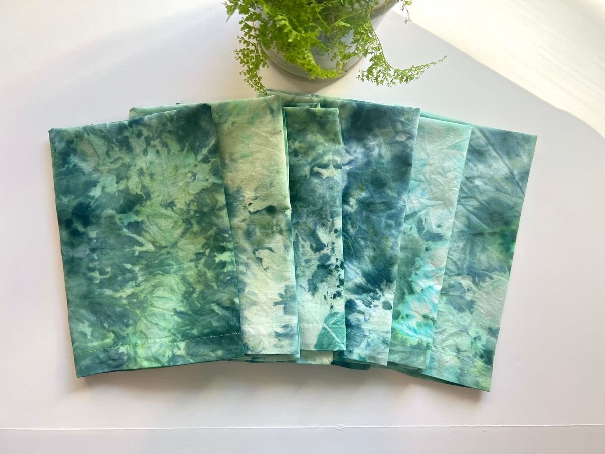 Green Marbled Ice Dye Napkins Set of 6- Malachite Watercolor - Hand  Dyed 100% Cotton Reusable Cloth Table Linens