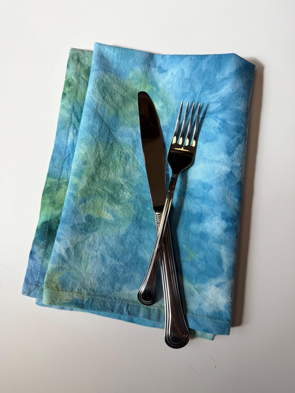 Blue Green Marbled Ice Dye Cloth Napkins Set of 6- Sea Glass - Hand  Dyed 100% Cotton Flour Sack Reusable Table Linens