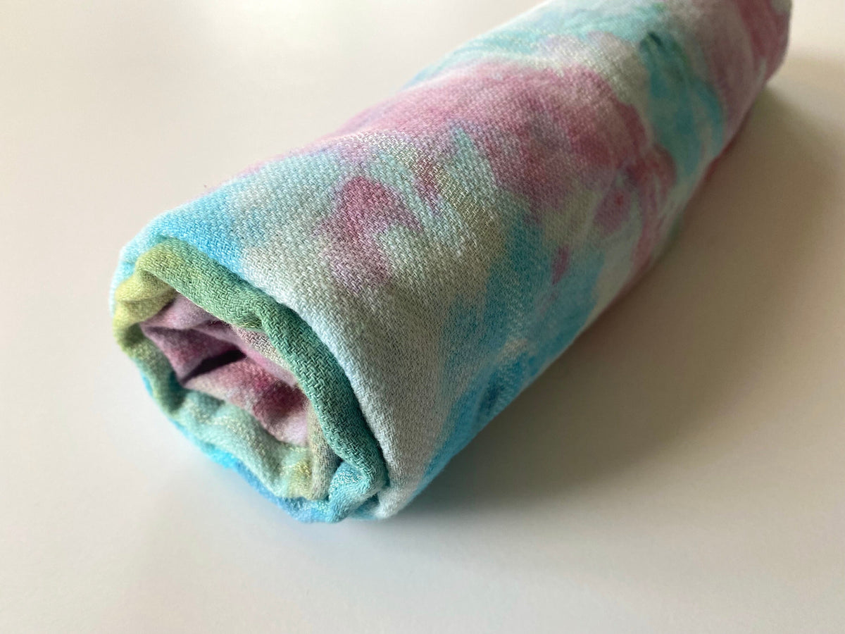 Rainbow Ice Dyed Turkish Beach Towel - Hand Dyed Tie Dye Organic Cotton - Swim Cover Up Blanket Wrap - Spa Bath Towel