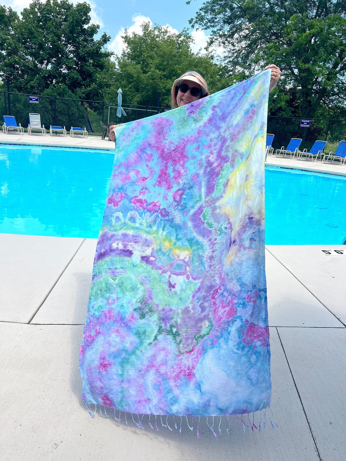 Rainbow Ice Dyed Turkish Beach Towel - Hand Dyed Tie Dye Organic Cotton - Swim Cover Up Blanket Wrap - Spa Bath Towel