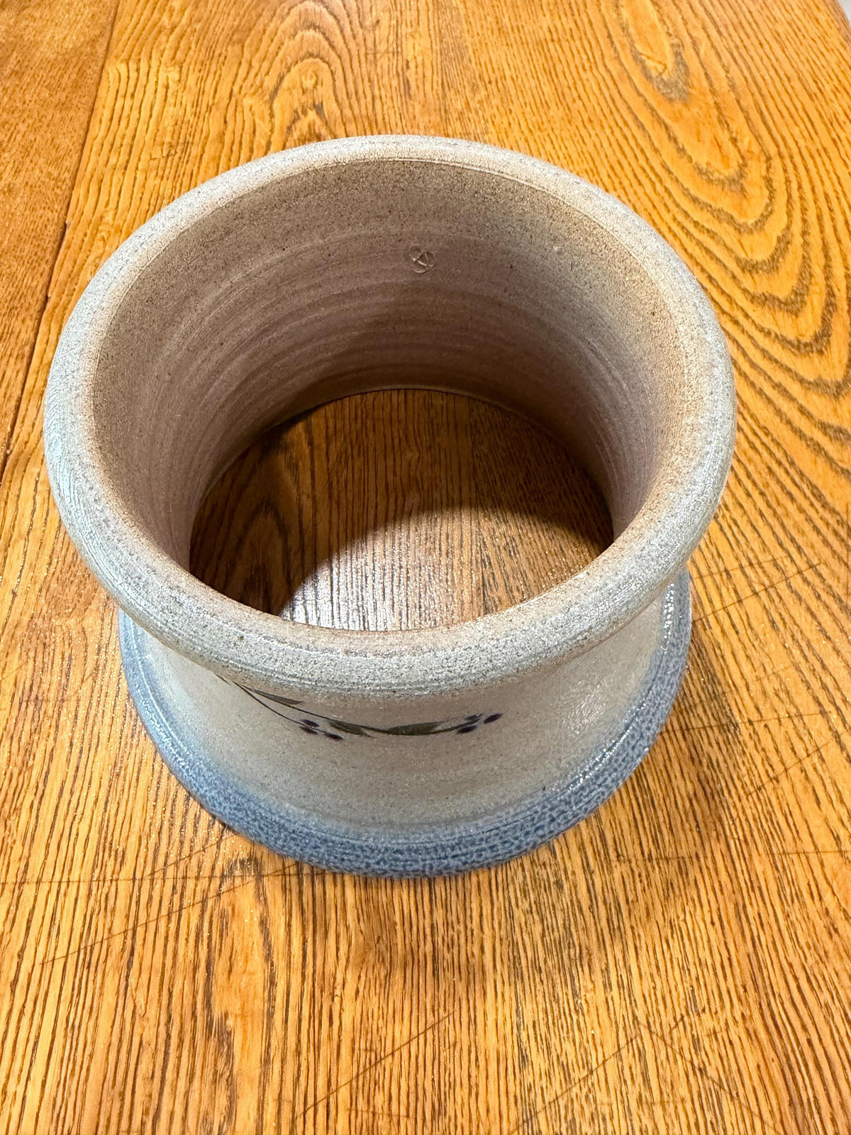Rowe Pottery Water Cooler Drink Dispenser -  Blue Berry Basket - Salt Glaze Stoneware - Brass Spigot - Vintage 1996