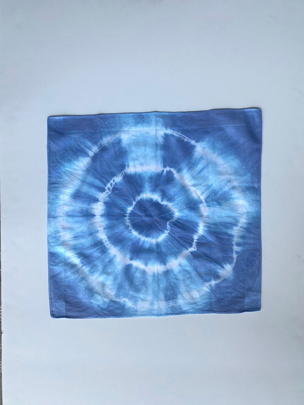 Tie Dye Pocket Square Handkerchief -  Hand Dyed Shibori Indigo Blue Tie Dye Bullseye - Cotton Textiles - Gift for Men Groomsmen Accessory
