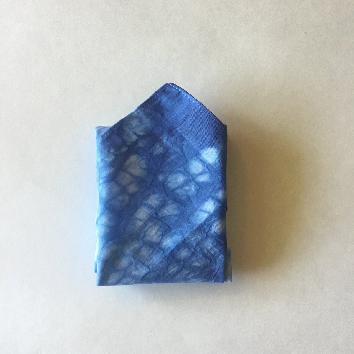 Tie Dye Pocket Square Handkerchief - Hand Dyed Shibori Indigo Blue - Arashi Honeycomb  - 100% Cotton Textiles - Gift for Men
