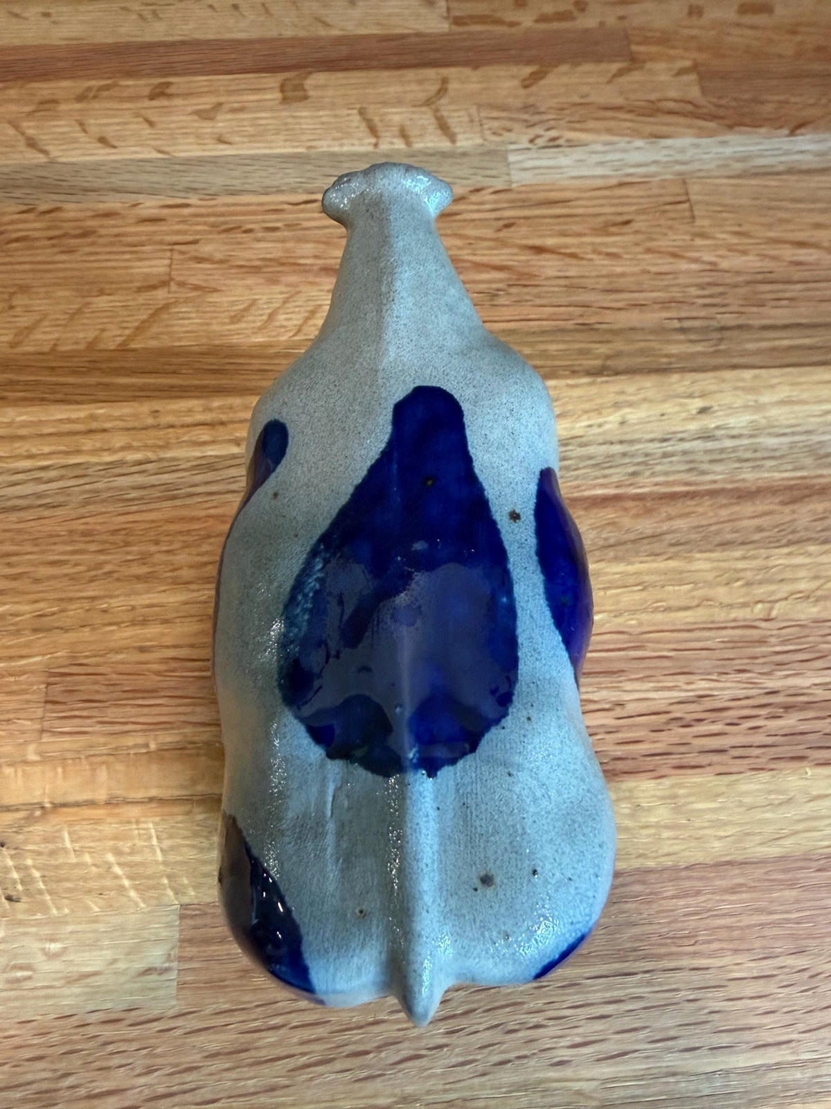 Rowe Pottery Cow Figurine – Cobalt Blue - Gray Salt Glaze Stoneware - Vintage 1994 - Made in Wisconsin Folk Art