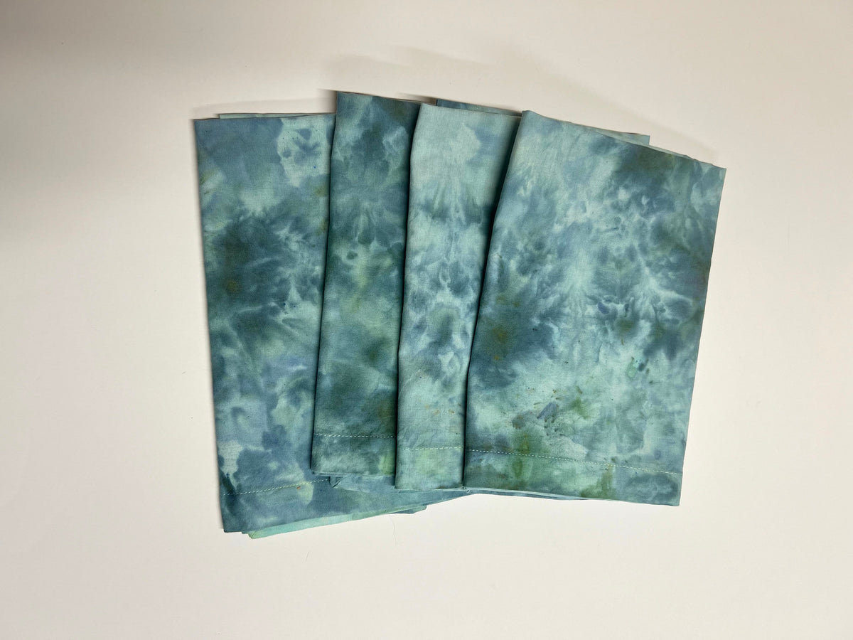 Green Marbled Ice Dye Napkins Set of 6- Malachite Watercolor - Hand  Dyed 100% Cotton Reusable Cloth Table Linens