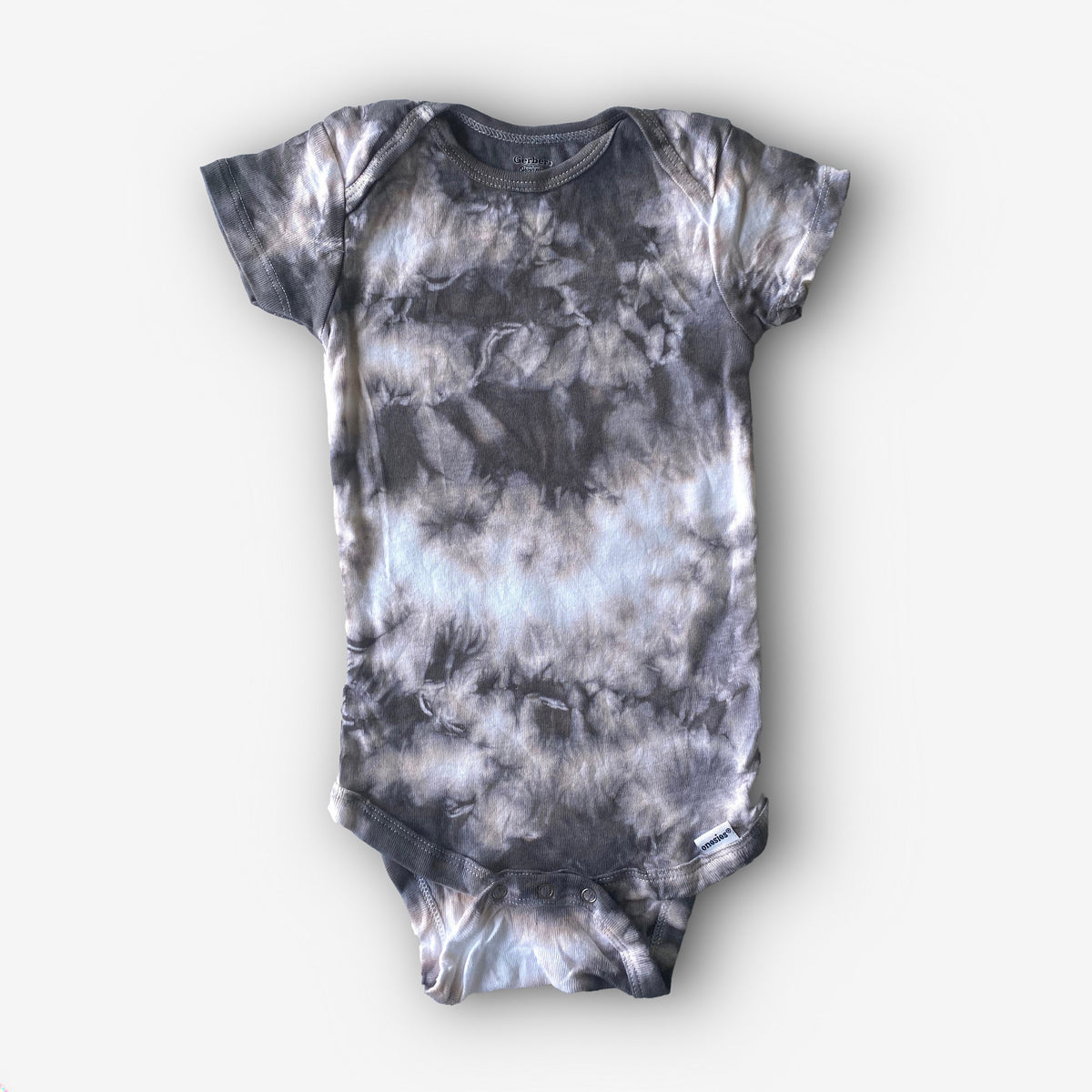Hand-Dyed Tie Dye Baby Onesie: Charcoal Gray Organic Cotton