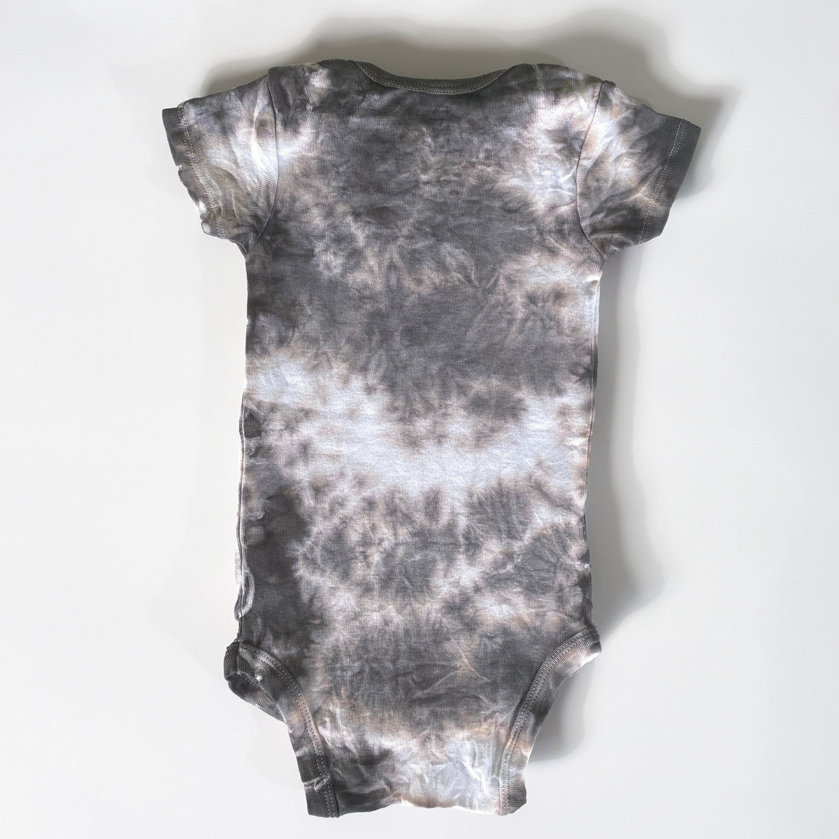 Hand-Dyed Tie Dye Baby Onesie: Charcoal Gray Organic Cotton