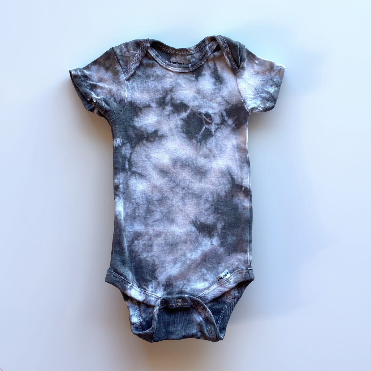 Hand-Dyed Tie Dye Baby Onesie: Charcoal Gray Organic Cotton