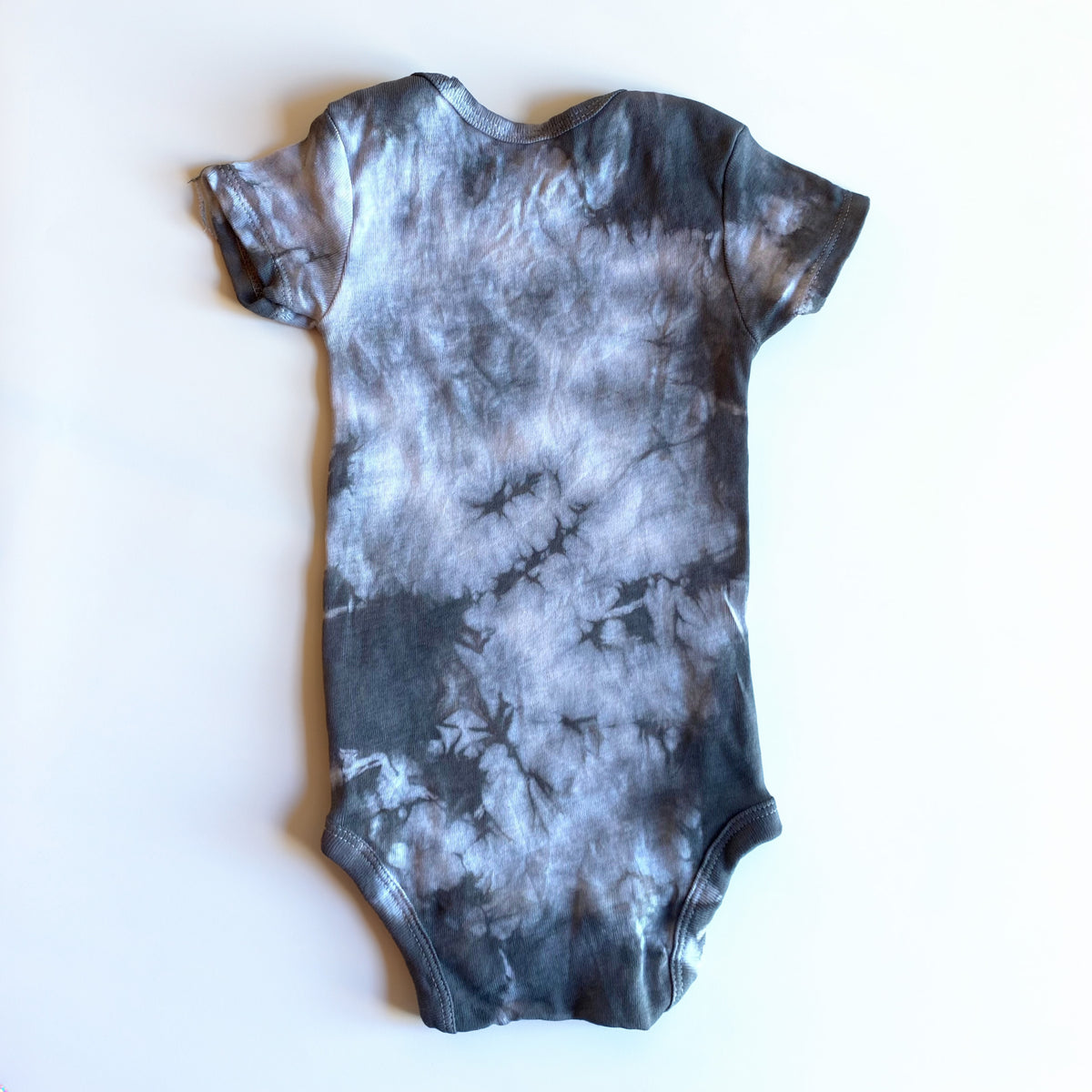 Hand-Dyed Tie Dye Baby Onesie: Charcoal Gray Organic Cotton