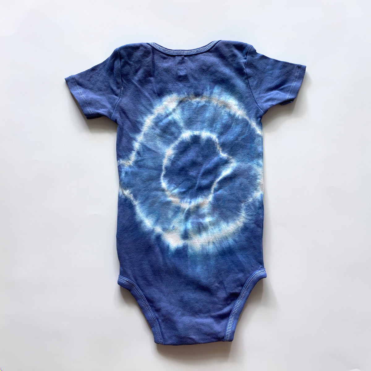 Tie Dye Baby Onesie Indigo Blue Bullseye  - Hand Dyed  Cotton - Boy Shower Gift - Gender Reveal - 3 6 9 12 Months