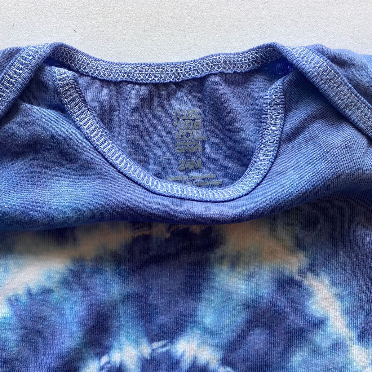 Tie Dye Baby Onesie Indigo Blue Bullseye  - Hand Dyed  Cotton - Boy Shower Gift - Gender Reveal - 3 6 9 12 Months