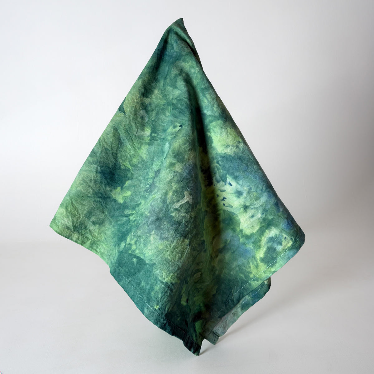 Green Malachite Ice Dyed Tea Towel -  Flour Sack Dish Towel - Marbled Watercolor Tie Dye - 100% Cotton Hand Dyed Textiles Kitchen Linens