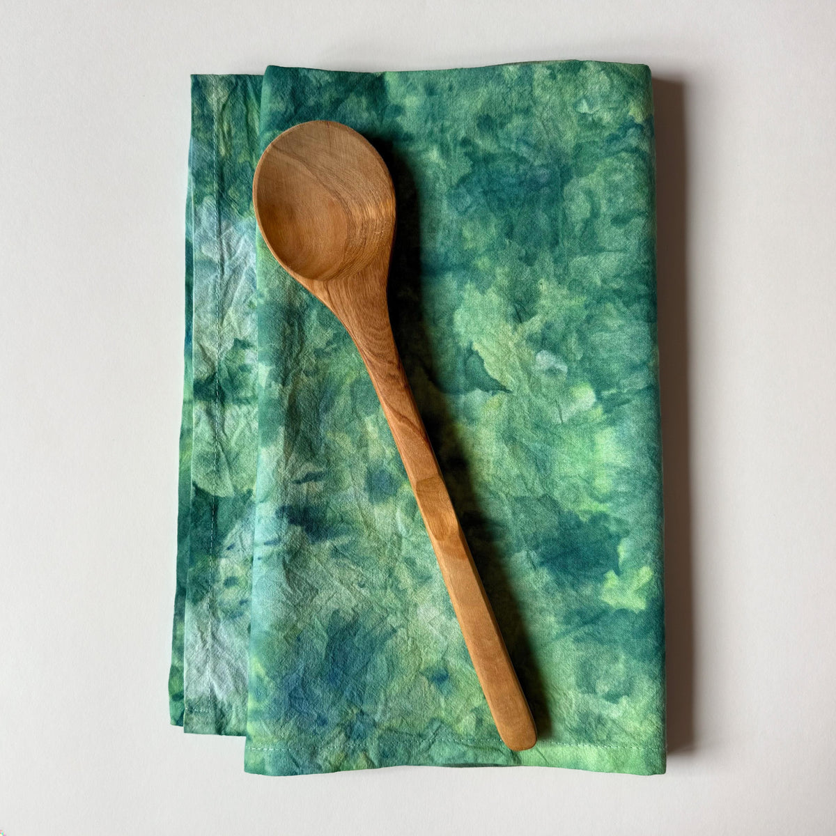 Green Malachite Ice Dyed Tea Towel -  Flour Sack Dish Towel - Marbled Watercolor Tie Dye - 100% Cotton Hand Dyed Textiles Kitchen Linens