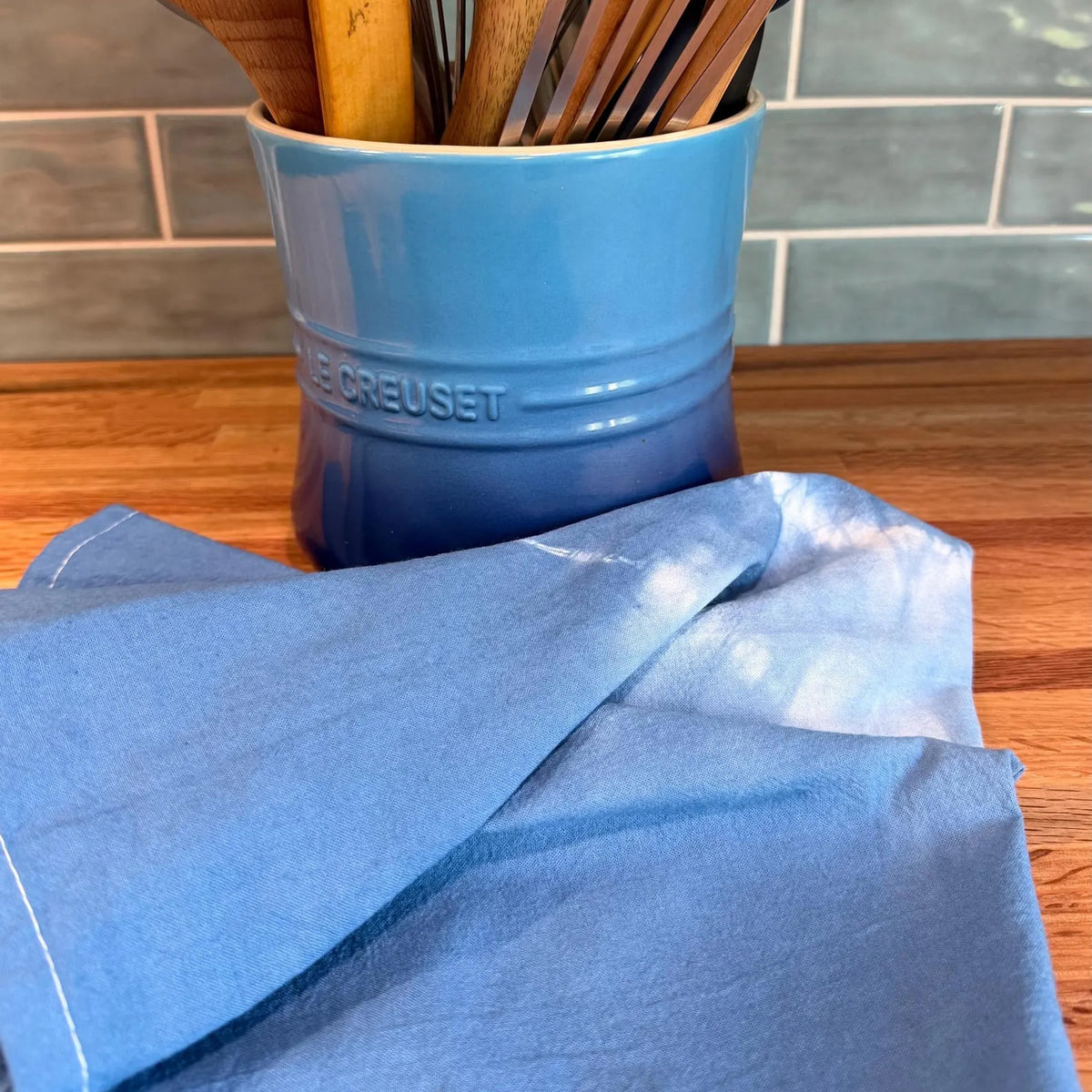 Tie Dye Tea Towel - Hand Dyed Shibori Indigo Blue Bullseye - 100% Cotton Cloth Textiles  - Kitchen Home Decor Hostess Wedding Shower Gift